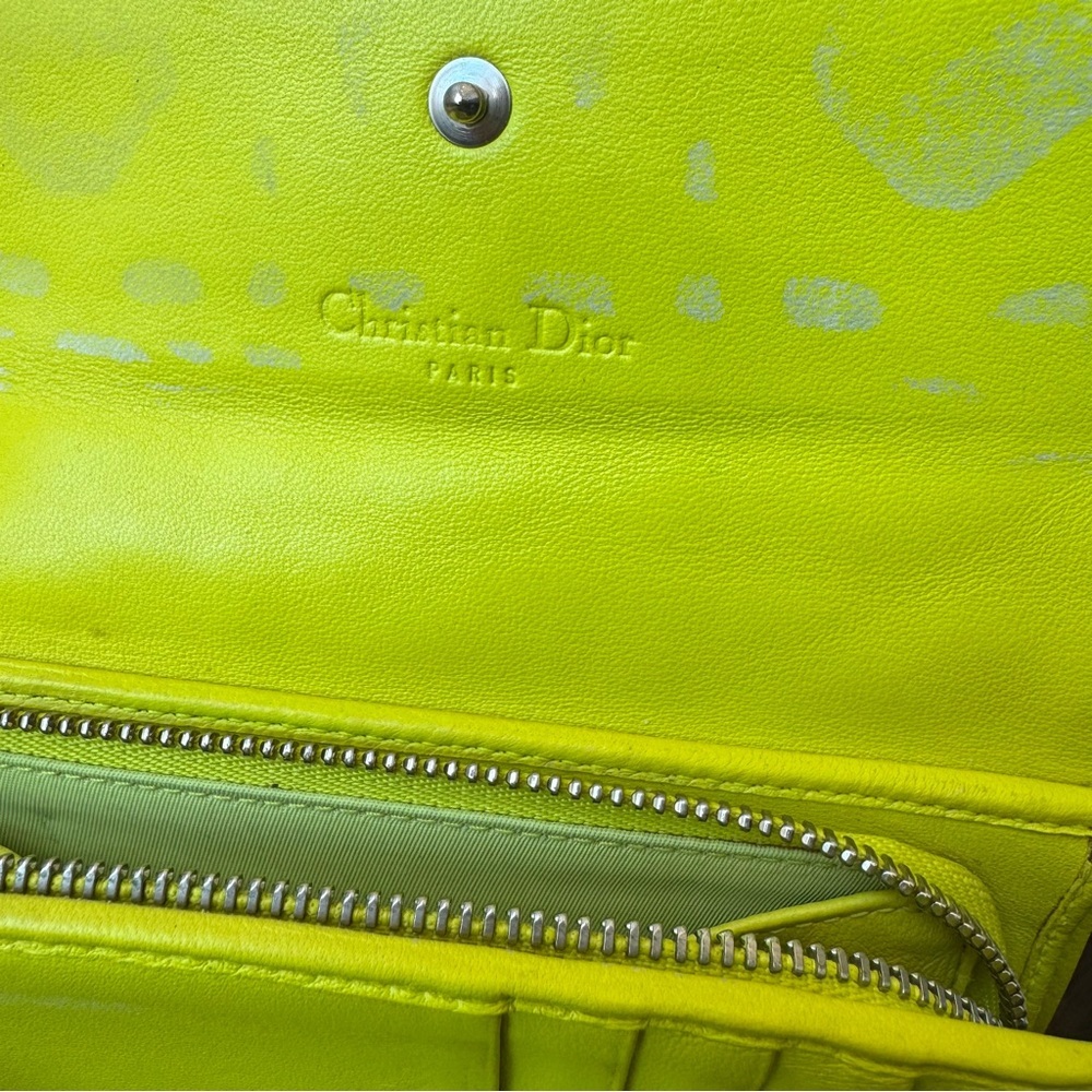 Christian Dior Cannage Wallet Leather Purse Yellow - Picture 8 of 11